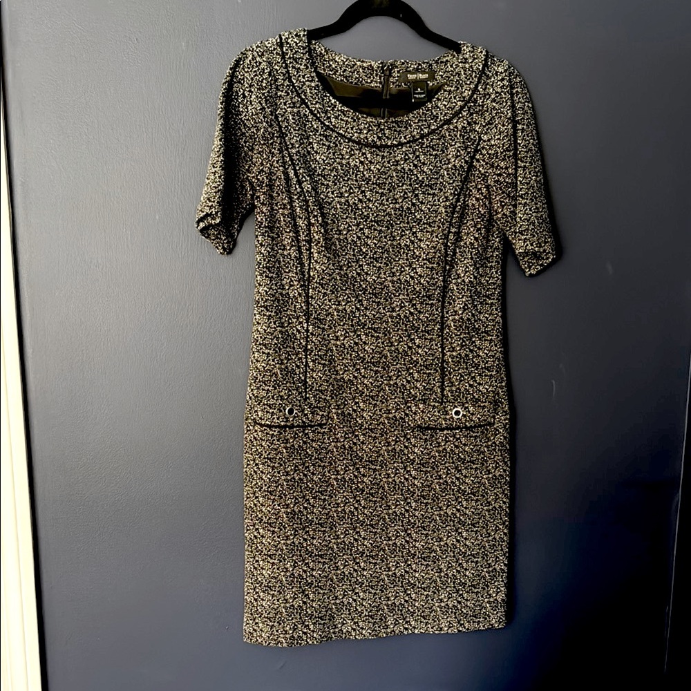 Elegant Black and White Tweed Dress